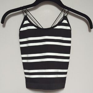 Black and White Fitted Crop Camisole